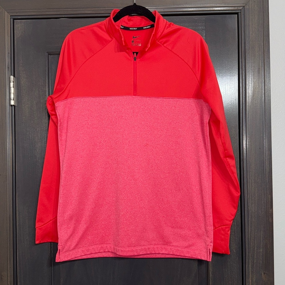 Nike Men's Red & Pink Half-Zip Pullover Sweatshirt